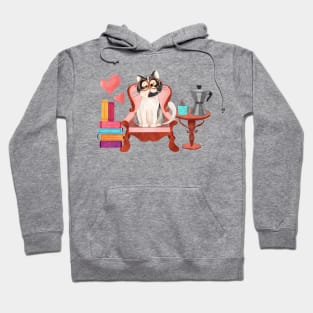 Cat, books and coffee Hoodie